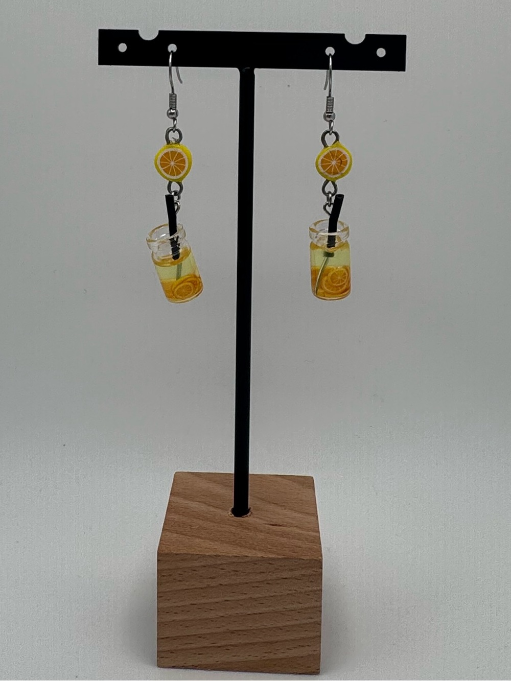 Yellow and Orange Citrus Drink Dangle Earrings